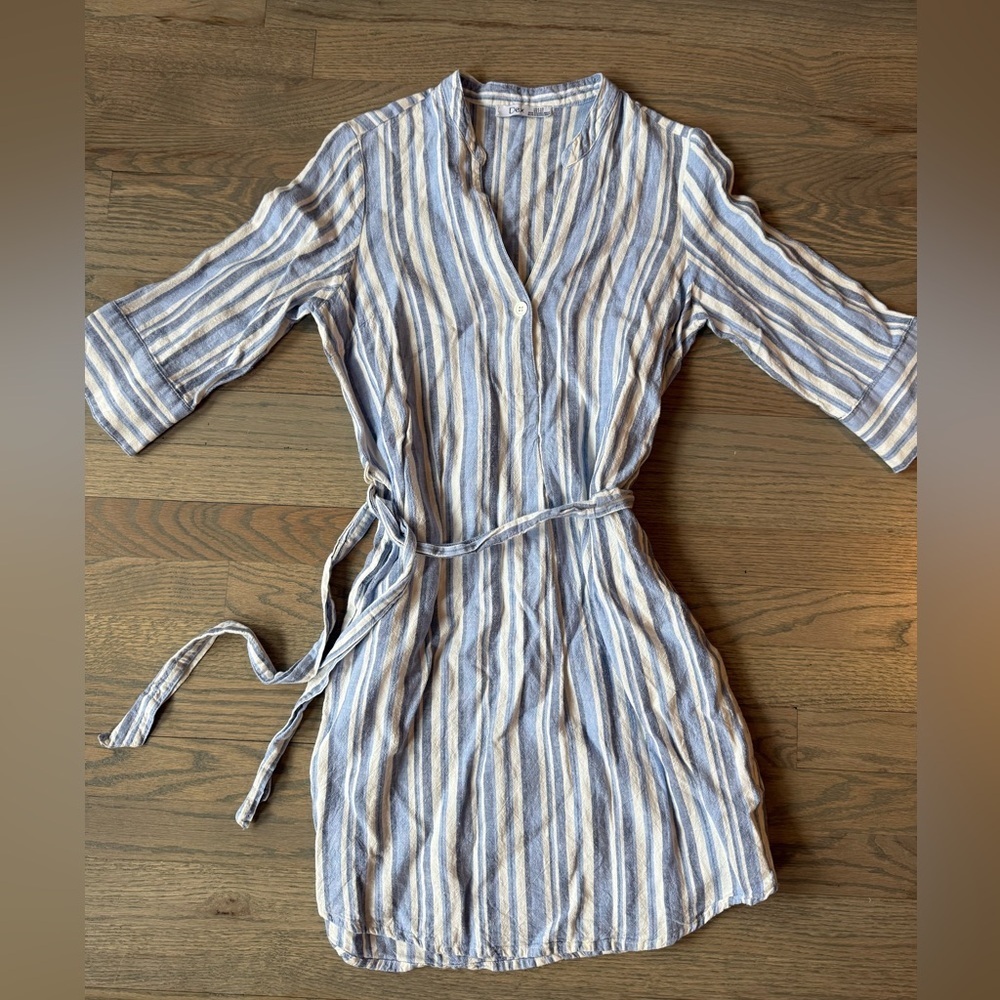 Dex Blue and Cream Striped Dress